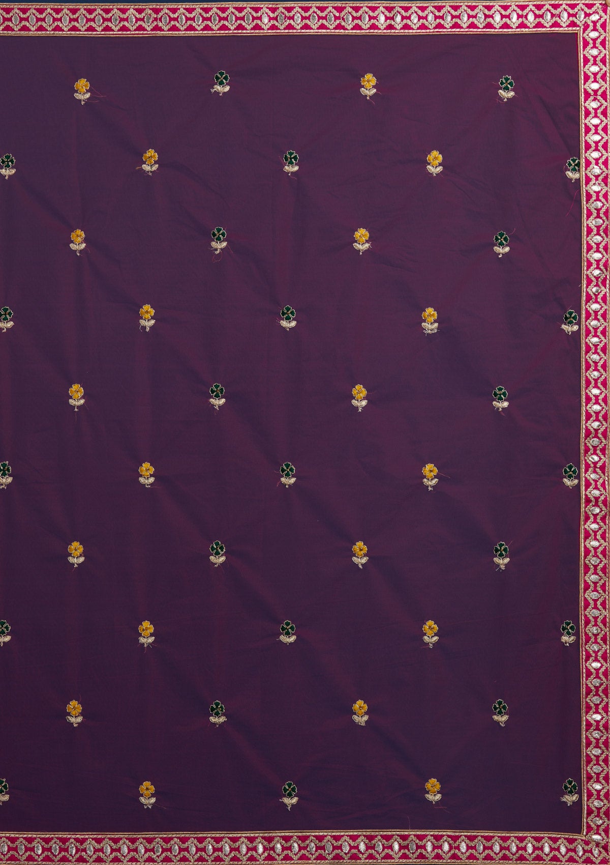 Rani Pink Gotapatti Raw Silk Designer Semi-Stitched Lehenga - Koskii