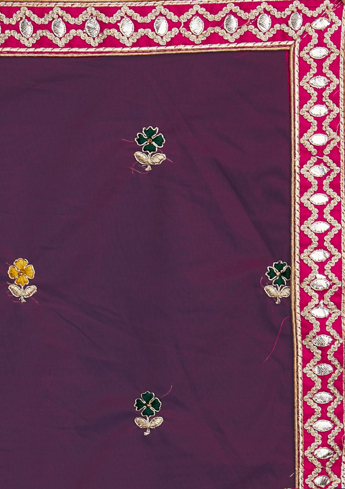 Rani Pink Gotapatti Raw Silk Designer Semi-Stitched Lehenga - Koskii