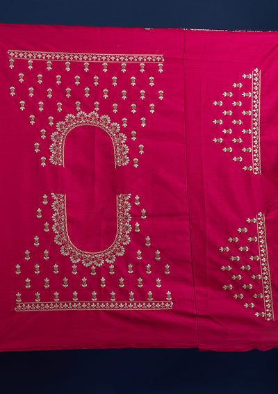 Rani Pink Gotapatti Raw Silk Designer Semi-Stitched Lehenga - Koskii