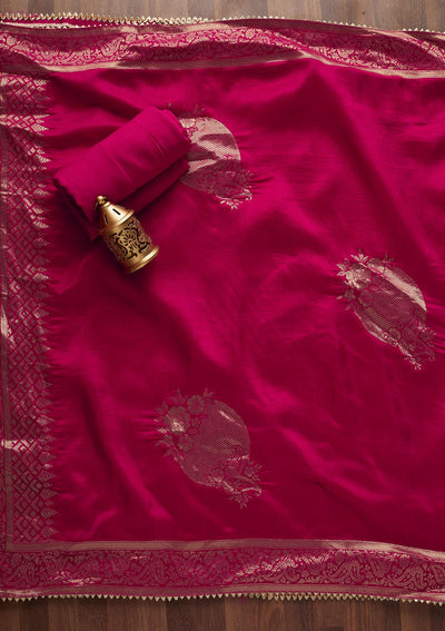 Rani Pink Mirrorwork Georgette Designer Unstitched Salwar Suit - Koskii