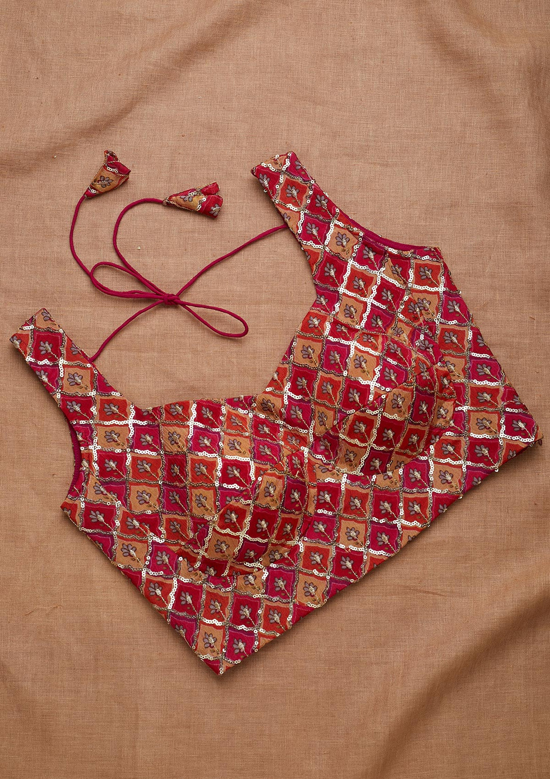 Rani Pink Sequins Semi Crepe Blouse-Koskii