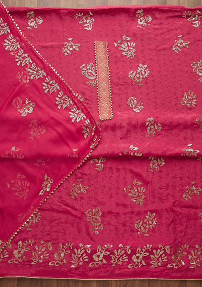 Rani Pink Sequins Georgette Semi-Stitched Salwar Suit-Koskii