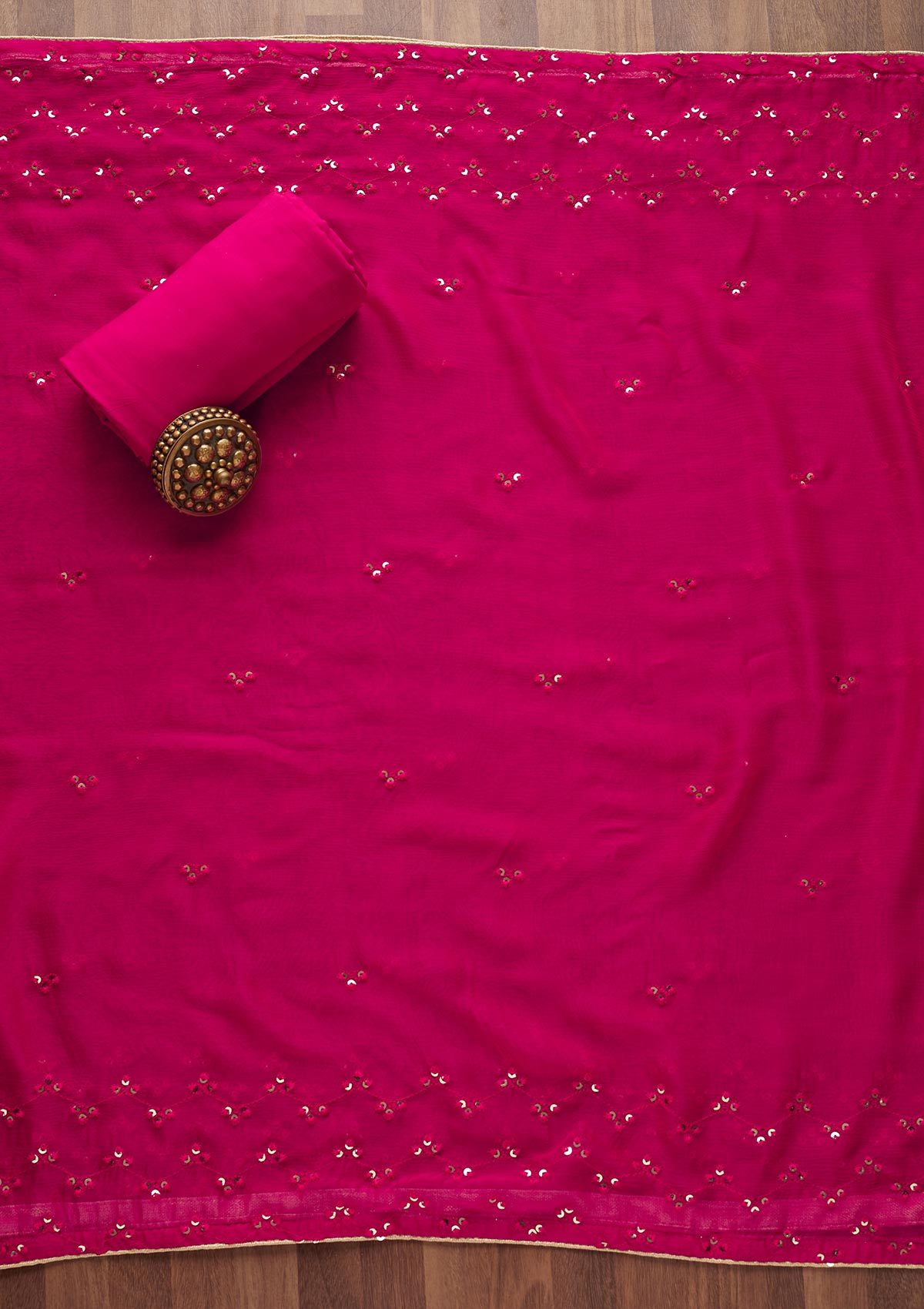 Rani Pink Sequins Georgette Unstitched Salwar Suit - Koskii