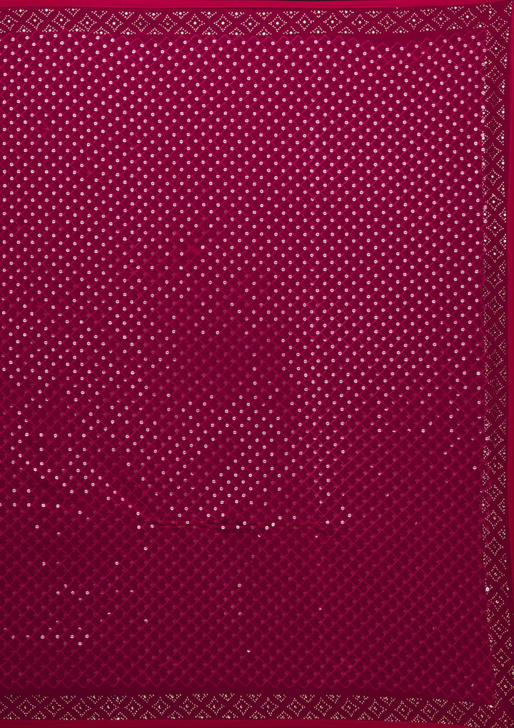 Rani Pink Sequins Georgette Saree - Koskii