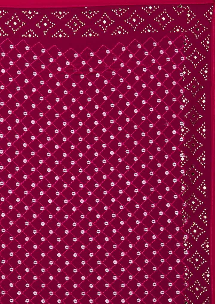 Rani Pink Sequins Georgette Saree - Koskii