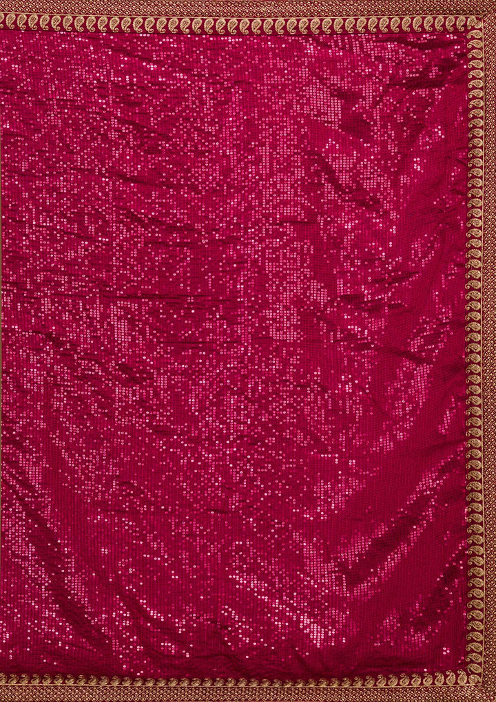 Rani Pink Sequins Georgette Saree-Koskii