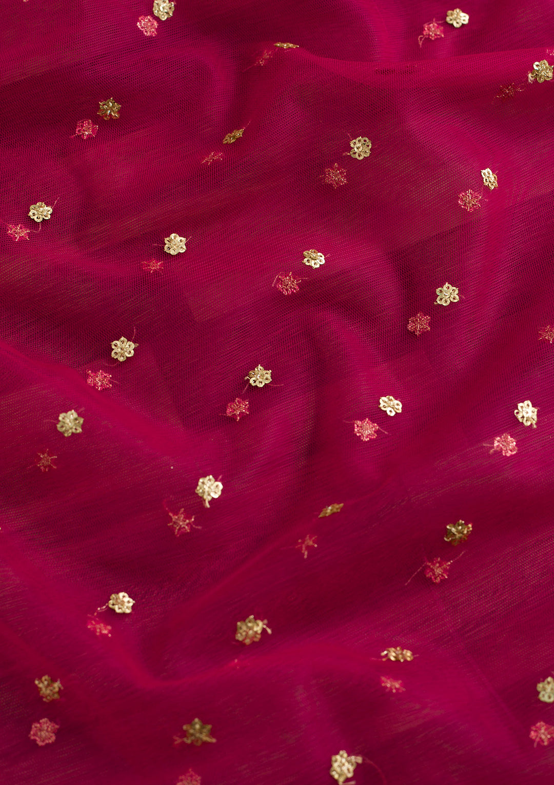 Rani Pink Sequins Net Dupatta-Koskii