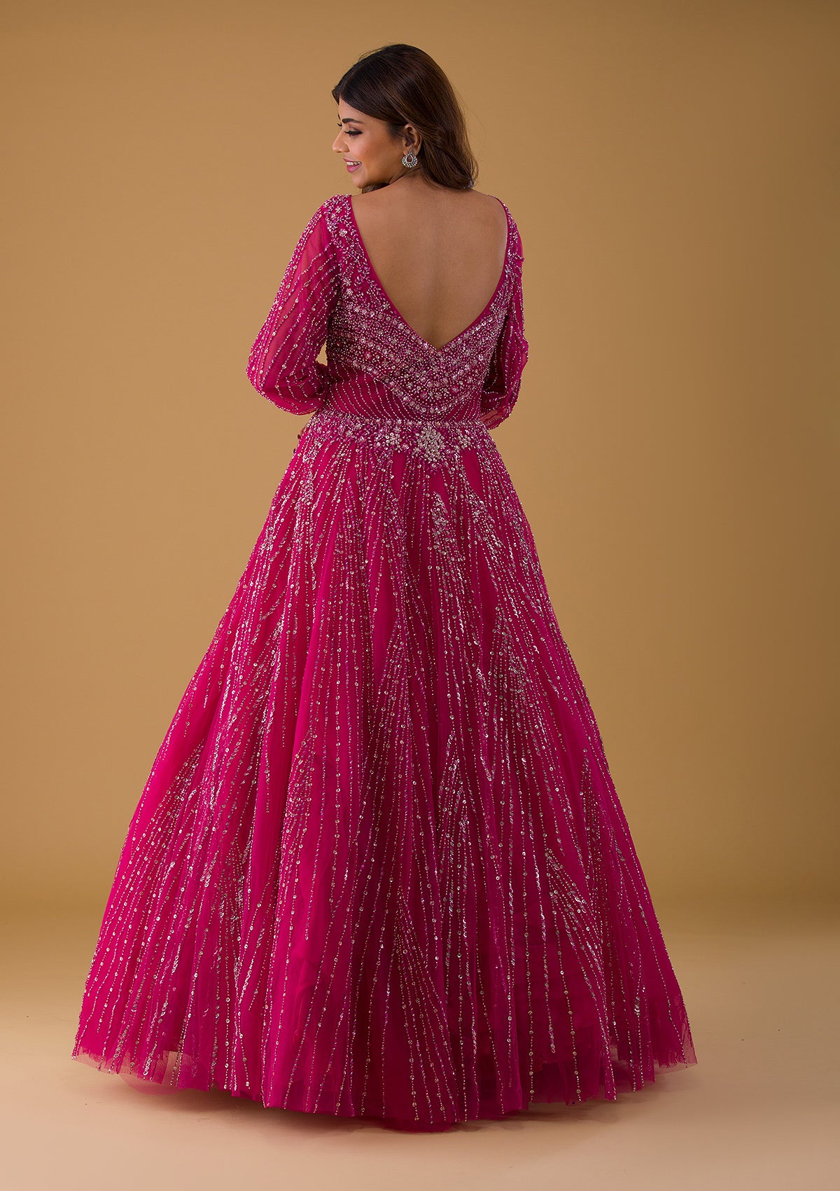 New designer best georgette pink color gown and soft net dupatta.