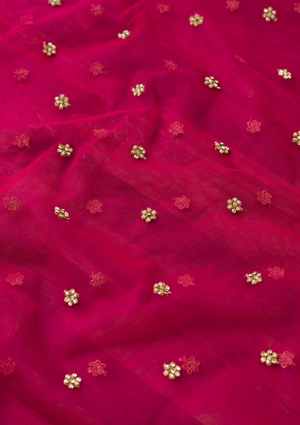 Rani Pink Stonework Net Dupatta-Koskii