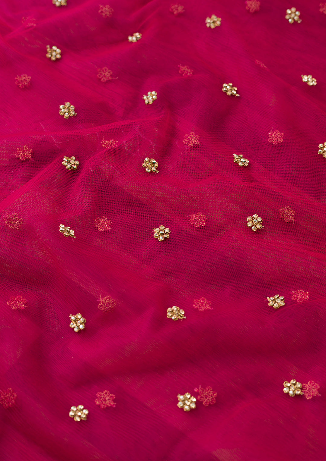 Rani Pink Stonework Net Dupatta-Koskii