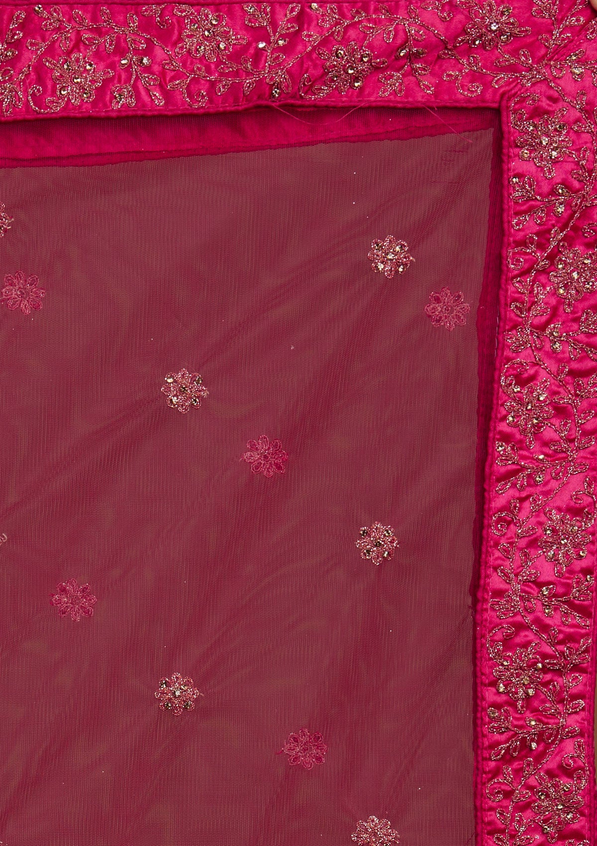 Rani Pink Stonework Net Designer Lehenga-Koskii
