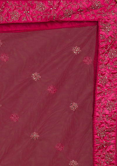 Rani Pink Stonework Net Designer Lehenga-Koskii