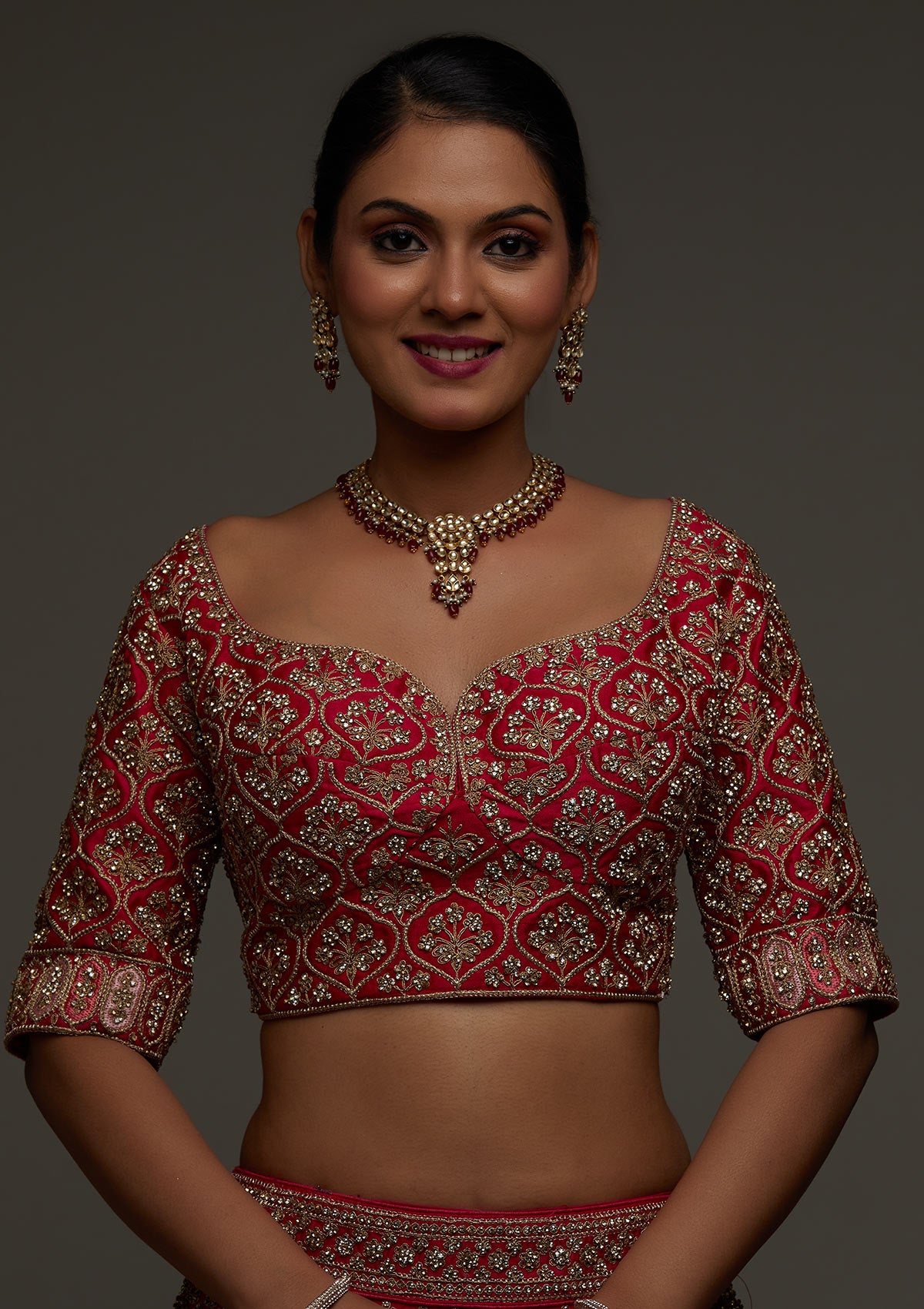Brown Velvet Bridal Lehenga Choli 239472