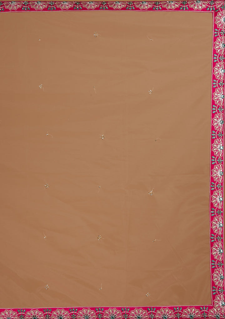 Rani Pink Stonework Raw Silk Designer Readymade Lehenga - Koskii