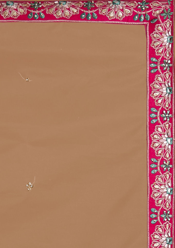 Rani Pink Stonework Raw Silk Designer Readymade Lehenga - Koskii