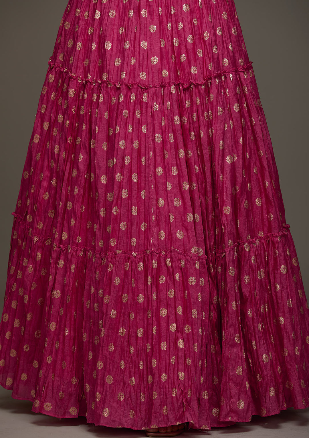 Rani Pink Stonework Raw Silk Designer Lehenga - Koskii