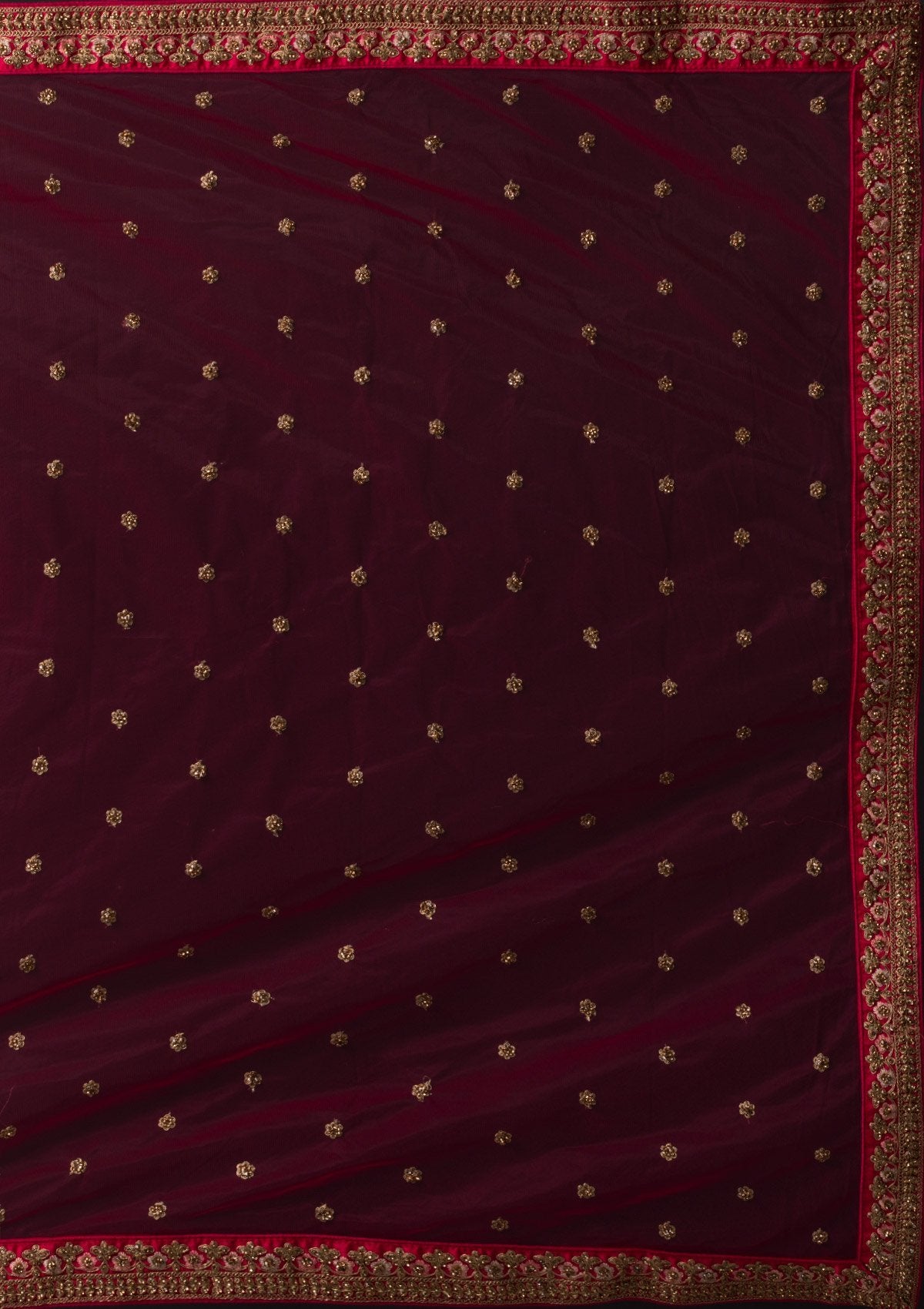 Rani Pink Stonework Raw Silk Designer Semi-Stitched Lehenga - koskii