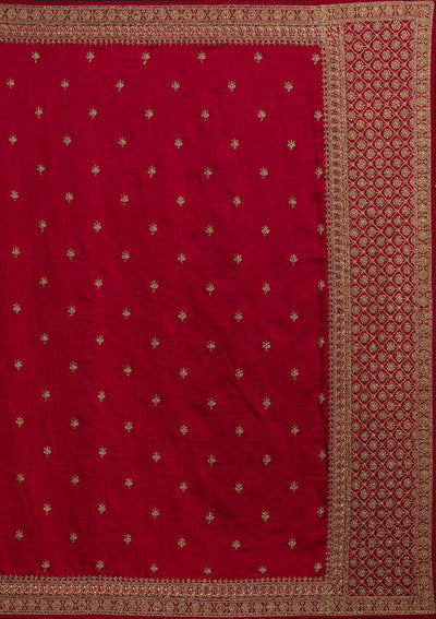 Rani Pink Stonework Raw Silk Designer Saree - koskii