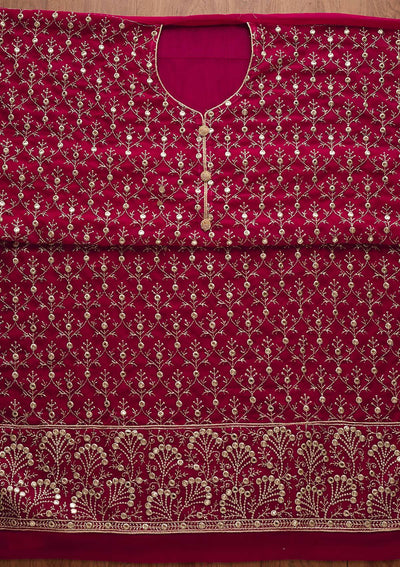 Rani Pink Swarovski Georgette Designer Unstitched Salwar Suit - Koskii