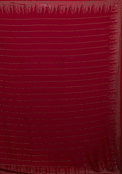Rani Pink Swarovski Satin Designer Saree - Koskii