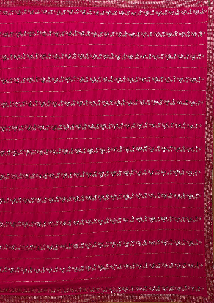 Rani Pink Swarovski Semi Crepe Designer Saree - Koskii