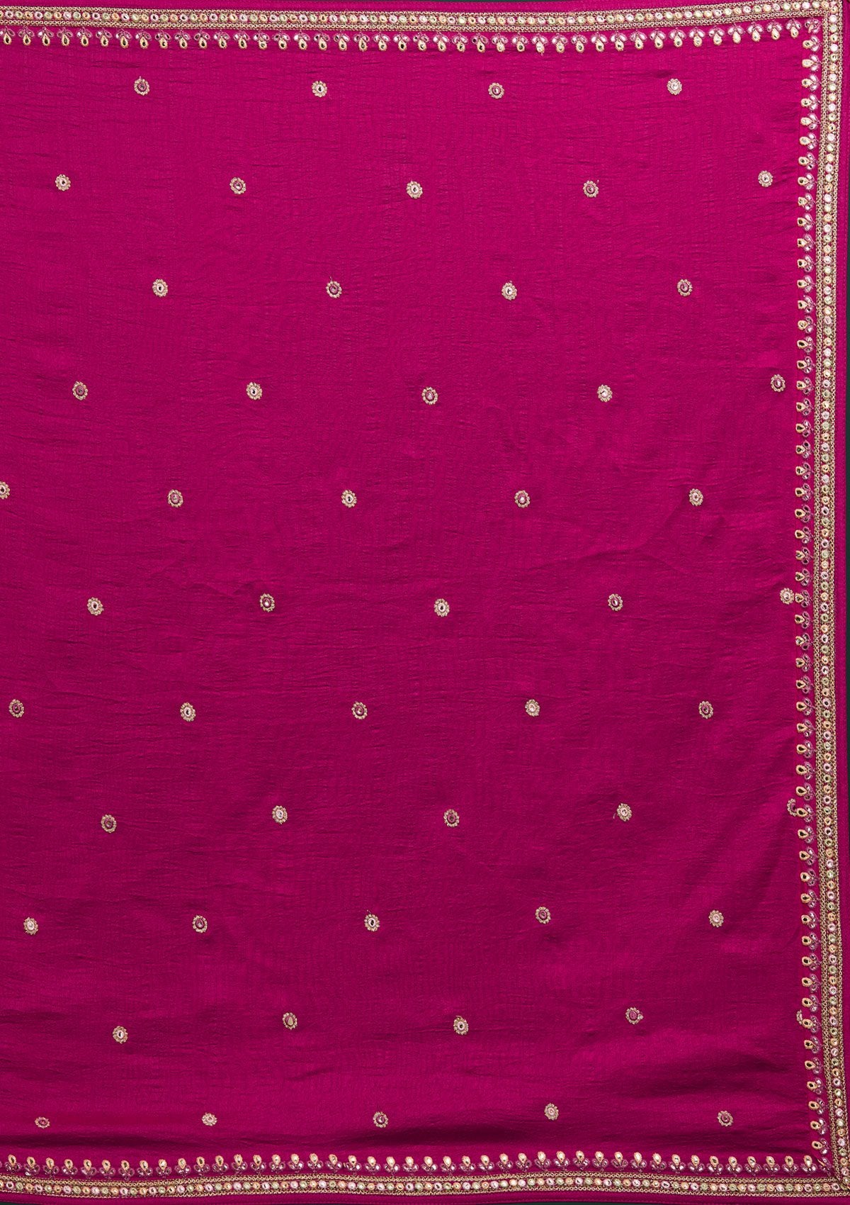 Rani Pink Threadwork Raw Silk Designer Lehenga - Koskii