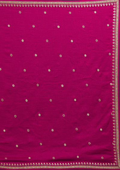 Rani Pink Threadwork Raw Silk Designer Lehenga - Koskii
