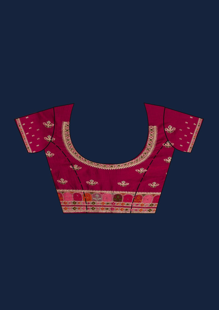 Rani Pink Zariwork Art Silk Designer Saree - Koskii