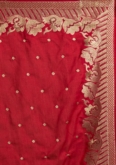 Rani Pink Zariwork Art Silk Designer Saree - koskii