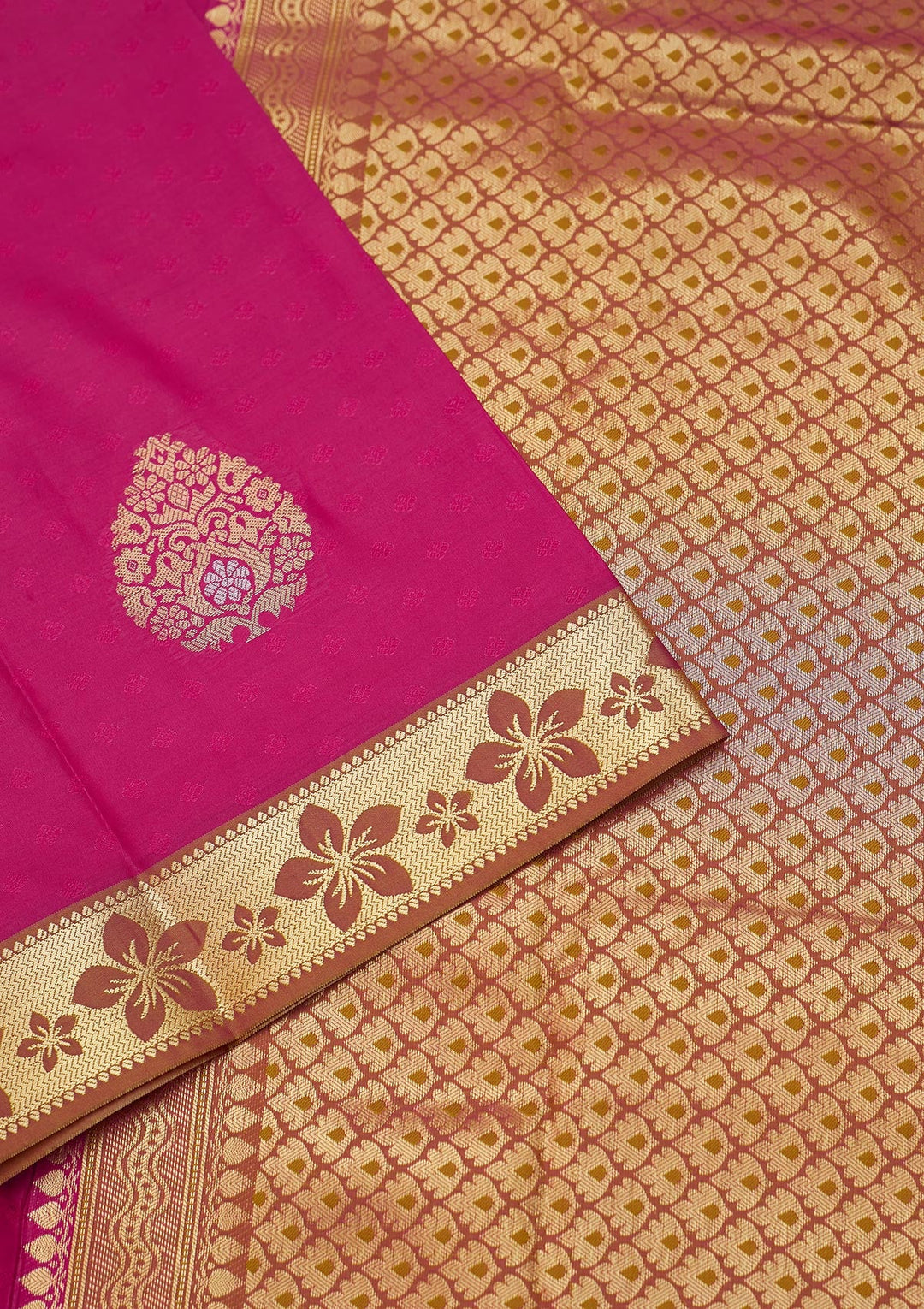 Rani Pink Zariwork Art Silk Saree - Koskii