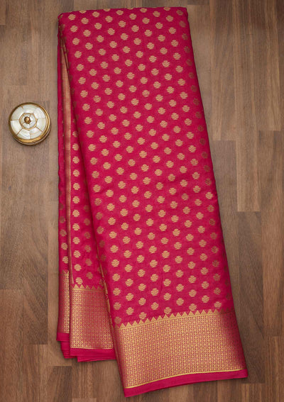 Rani Pink Zariwork Art Silk Saree-Koskii