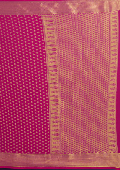 Rani Pink Zariwork Art Silk Saree-Koskii