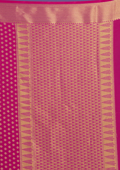 Rani Pink Zariwork Art Silk Saree-Koskii
