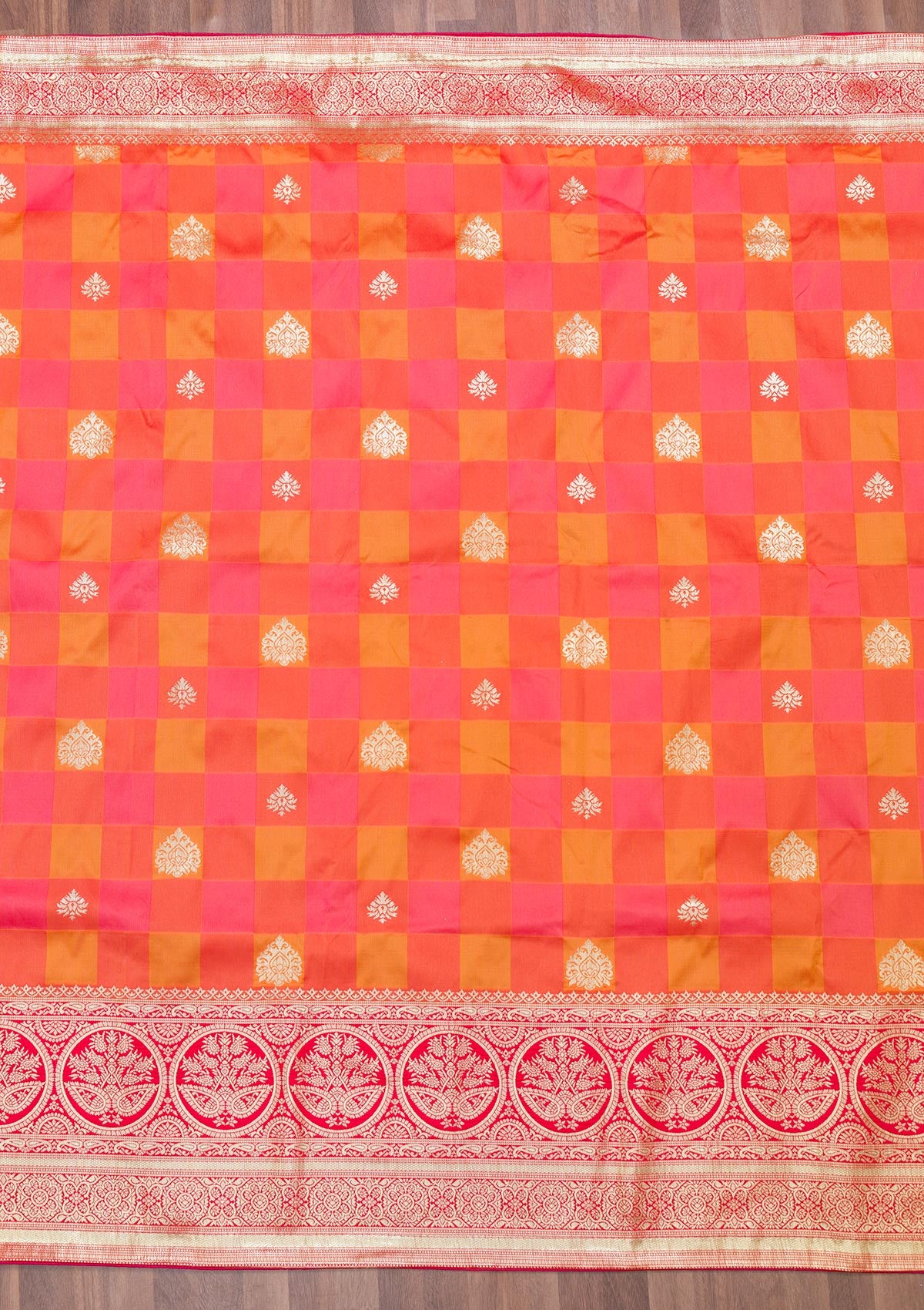 Rani Pink Zariwork Art Silk Saree-Koskii