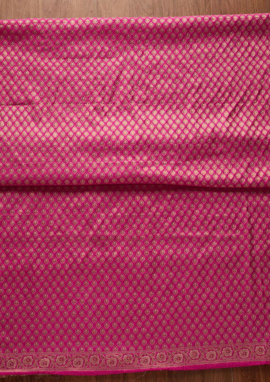 Rani Pink Zariwork Banarasi Designer Unstitched Salwar Suit - koskii
