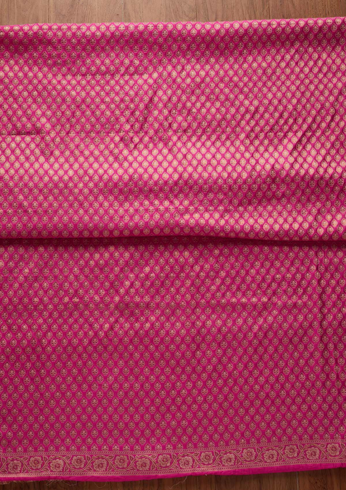Rani Pink Zariwork Banarasi Designer Unstitched Salwar Suit - koskii