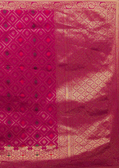 Rani Pink Zariwork Banarasi Designer Saree - Koskii
