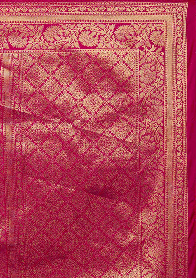 Rani Pink Zariwork Banarasi Designer Saree - Koskii