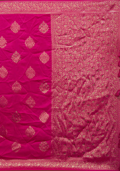 Rani Pink Zariwork Banarasi Saree-Koskii