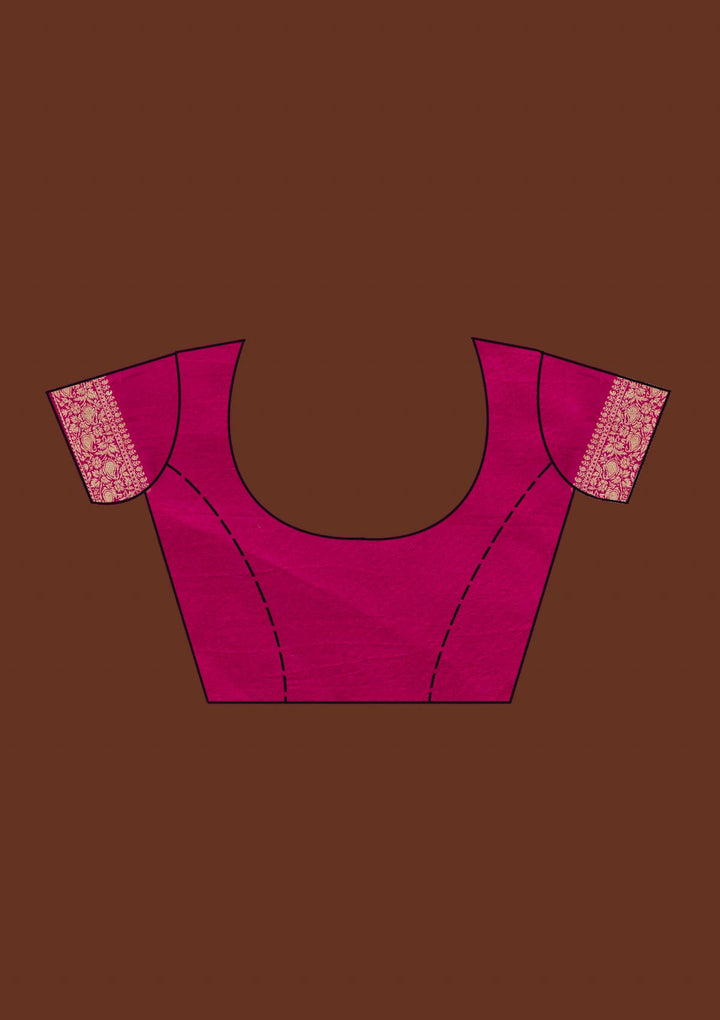 Rani Pink Zariwork Banarasi Saree-Koskii