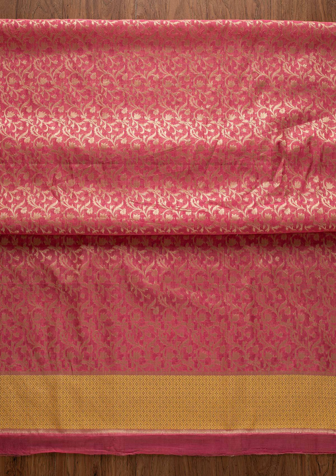 Rani Pink Zariwork Brocade Designer Unstitched Salwar Suit - Koskii