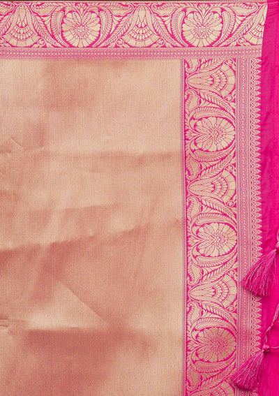 Rani Pink Zariwork Brocade Designer Saree - Koskii