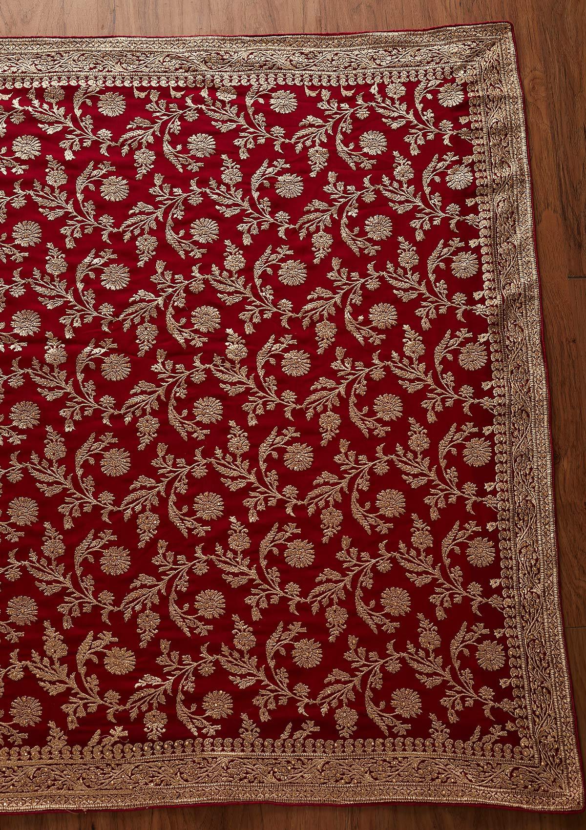Rani Pink Zariwork Georgette Designer Saree - koskii