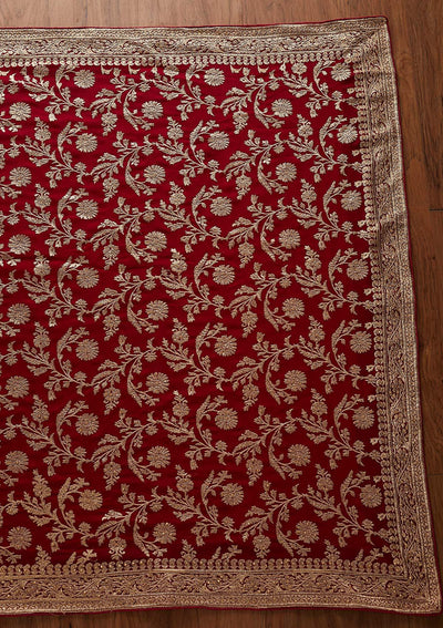 Rani Pink Zariwork Georgette Designer Saree - koskii