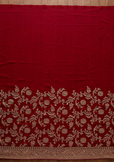 Rani Pink Zariwork Georgette Designer Saree - koskii