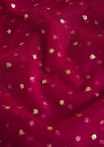 Rani Pink Zariwork Net Readymade Dupatta-Koskii