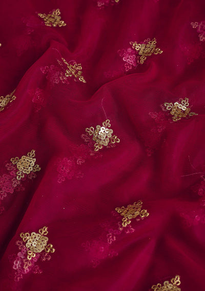 Rani Pink Zariwork Net Readymade Dupatta-Koskii