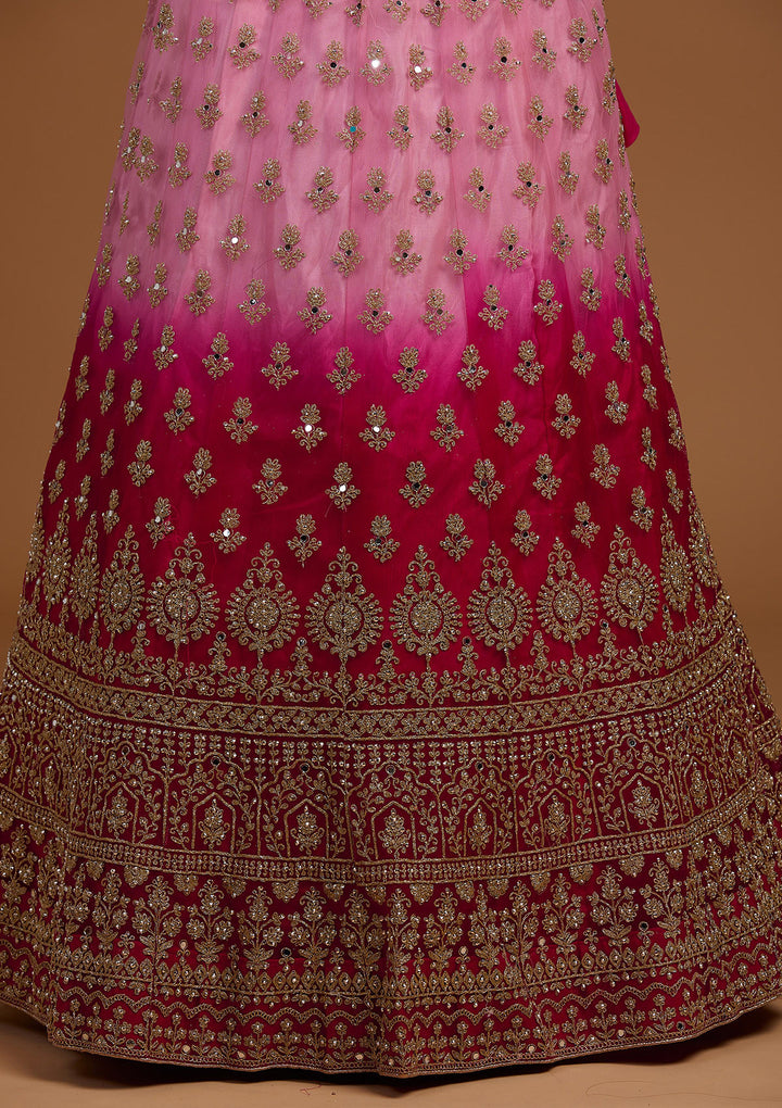 Rani Pink Zariwork Net Designer Lehenga-Koskii
