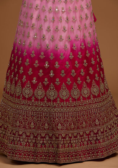 Rani Pink Zariwork Net Designer Lehenga-Koskii