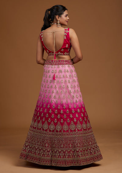 Rani Pink Zariwork Net Designer Lehenga-Koskii